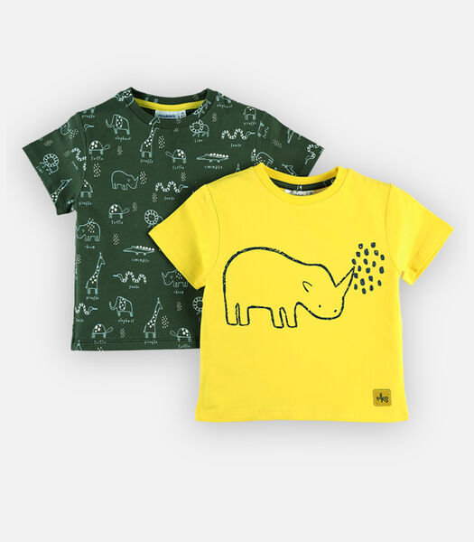 Set de 2 t-shirts en jersey BIO, jaune/ forêt