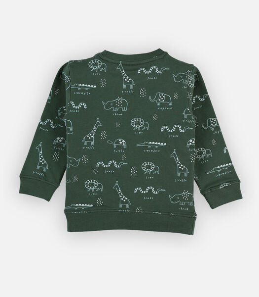 French terry sweater met safari prints, donkergroen