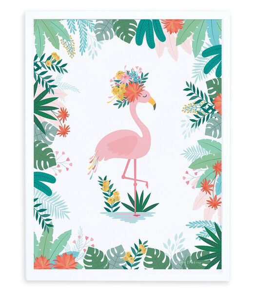 FLAMINGO - Ingelijste kinderposter - flamingo