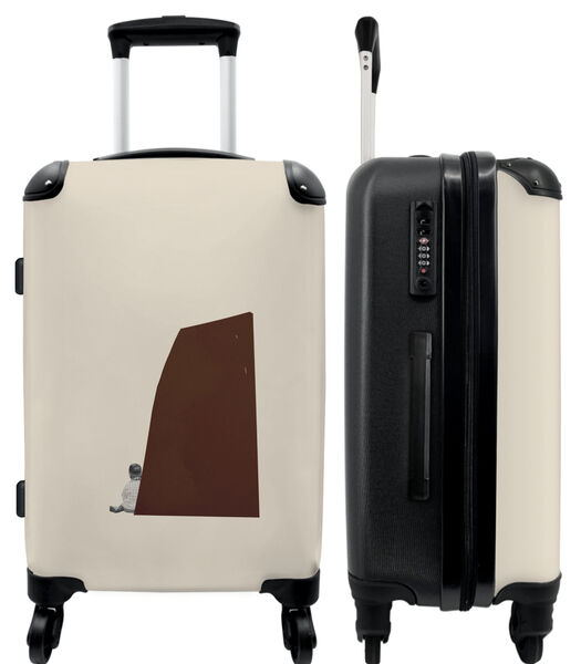 Handbagage Koffer met 4 wielen en TSA slot (Bruin - Beige - Man - Abstract)