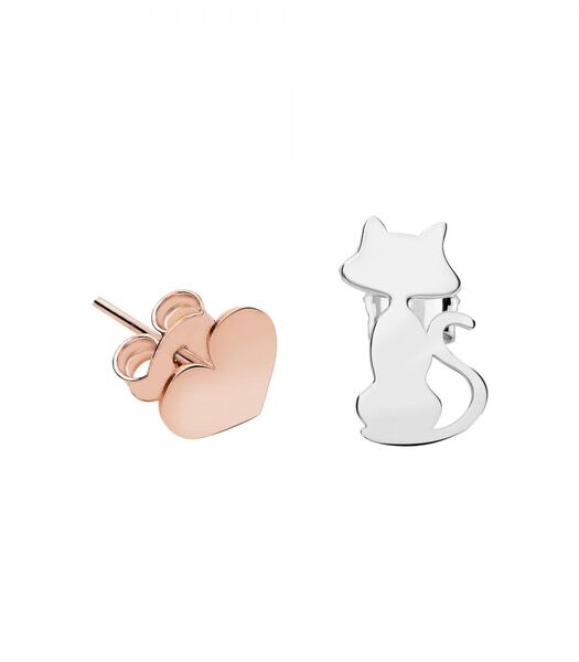 CAT & DOG Rhodium zilveren oorbellen