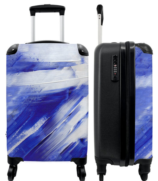 Ruimbagage koffer met 4 wielen en TSA slot (Verf - Abstract - Blauw - Wit)