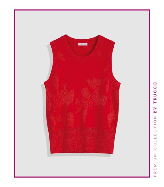 Jacquard Jersey Top Middel Rood