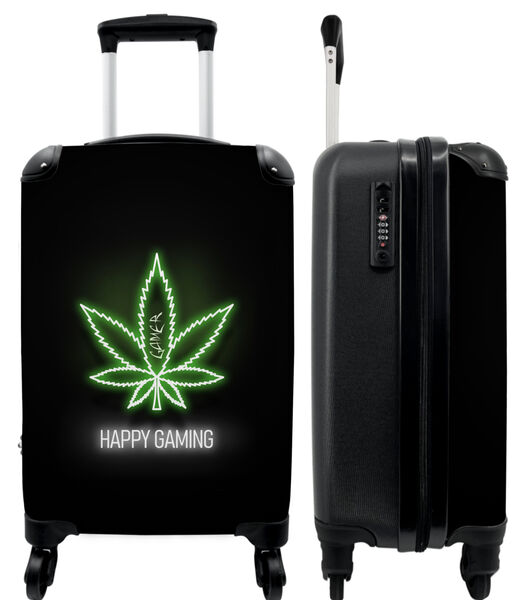 Ruimbagage koffer met 4 wielen en TSA slot (Gaming - Tekst - Neon - Happy gaming - Groen)