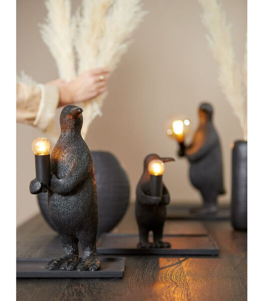 Tafellamp Penguin - Zwart - 16x13x34cm