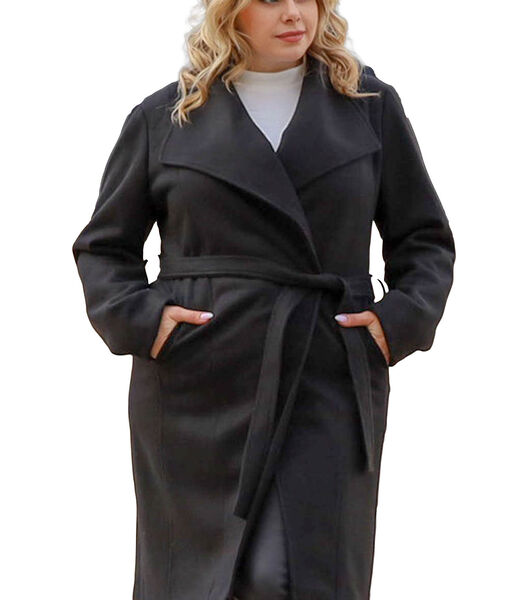 Trench-coat en laine polaire enveloppe KLARA avec ceinture