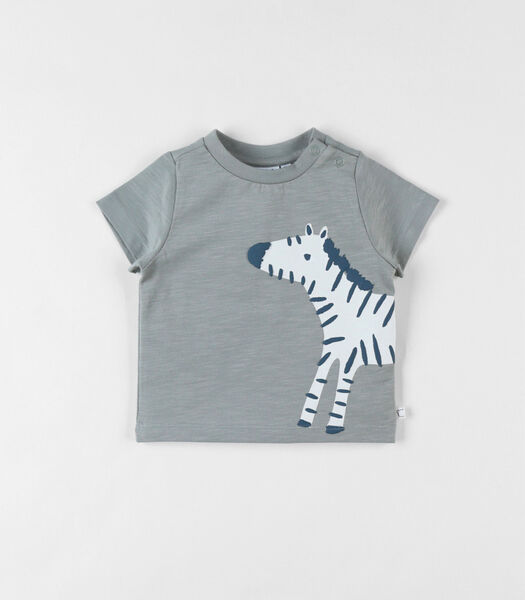 T-shirt met korte mouwen en zebraprint, eucalyptus