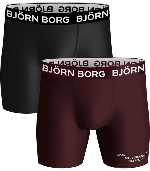 Björn Borg Performance Boxer-shorts Lot de 2 Noir Bordeaux