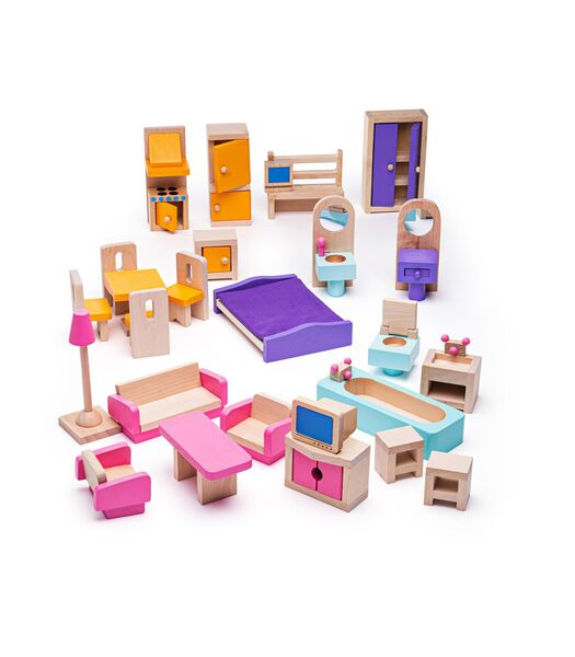 Ensemble de meubles de maison de poupée en bois