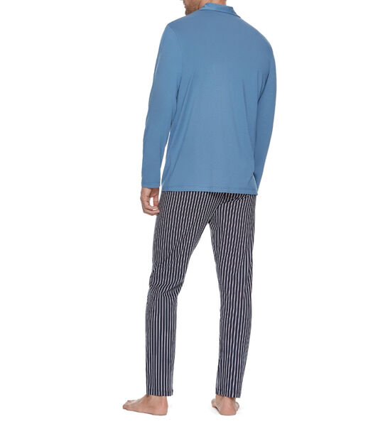 Pyjama long 100% coton bio à rayures