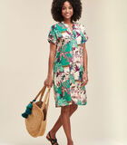 Ecovero™ viscose loszittende korte jurk met groenteprint image number 0
