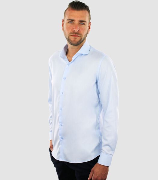 Chemise sans repassage - Bleu clair - Coupe Slim - Coton Sergé - Manches Longues