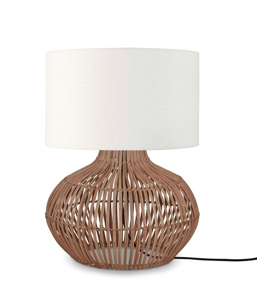 Lampe de Table Kalahari - Blanc/Rotin - Ø32cm