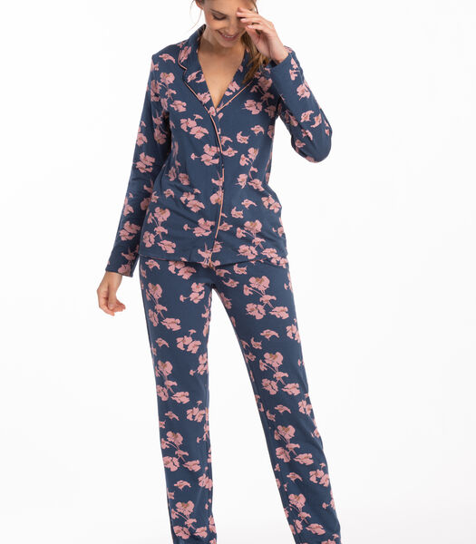 Pyjama lange mouwen lange broek doorknoop FLORIANNE