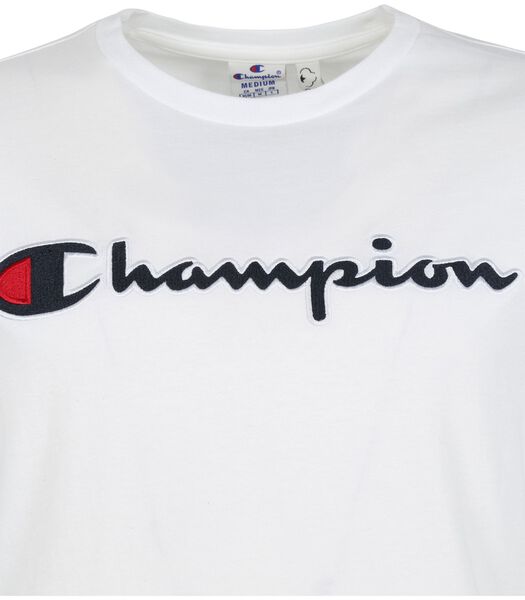 Champion T-shirt à Manches Longues Script Logo Blanc