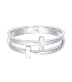 Ring Heren Kruis Dubbel Modern In 925 Sterling Zilver image number 1