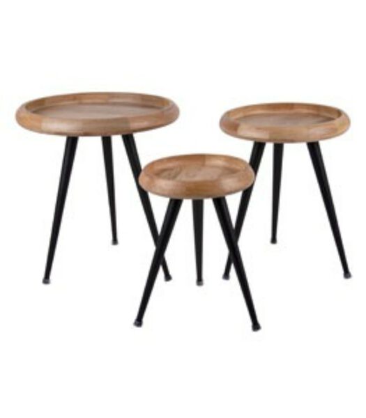 Table d'appoint Set Tripod w. Metal Legs - Brun - Ø37cm