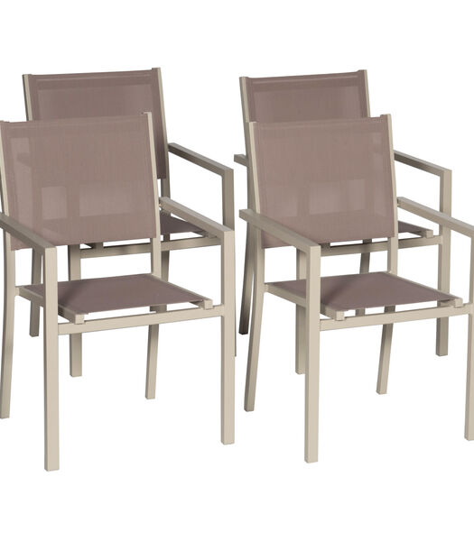 Set van 4 taupe aluminium stoelen - textilene taupe