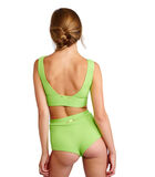 Appelgroen bikinibroekje met kreukeffect en hoge taille Naza Scrunchy image number 1