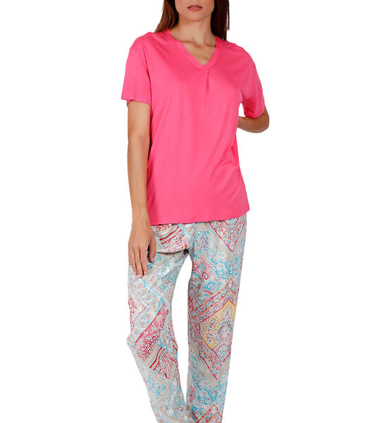 Pyjama pantalon t-shirt Colored Diamonds rose
