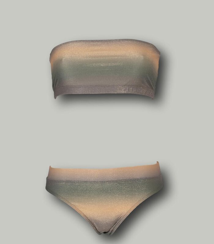 2-delig zwempak voor meisjes met grote tie & dye kaki beha image number 0