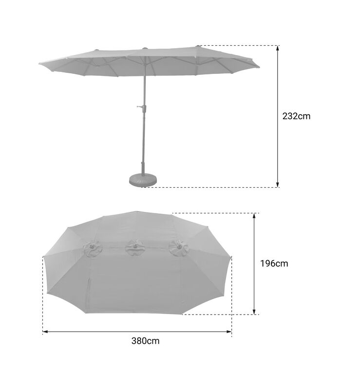 Dubbele paraplu 2x4m LINAI taupe image number 3