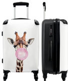 Handbagage Koffer met 4 wielen en TSA slot (Roze - Kinderen - Giraffe - Kauwgom) image number 0