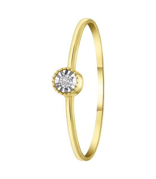 14k gouden ring solitair in rand diamant (0,025ct)
