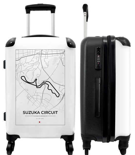 Bagage à main Valise avec 4 roues et serrure TSA (Circuit de course - Circuit de Suzuka - F1 - Japon - Blanc)