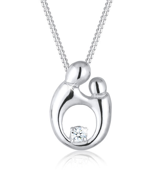 Collier Mutter Kind Diamant (0.03 Ct.) 925 Sterling Silber