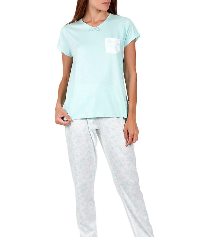 Pyjama broek t-shirt Summer Flowers groen image number 0