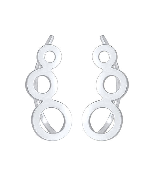 Oorbellen Dames Ear Climber Round Circle Geo Look Trend In 925 Sterling Silver Gold Plated