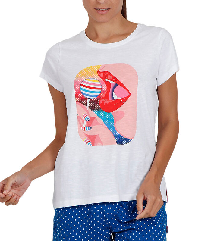 Pyjama short t-shirt Lollipop Santoro blanc image number 0