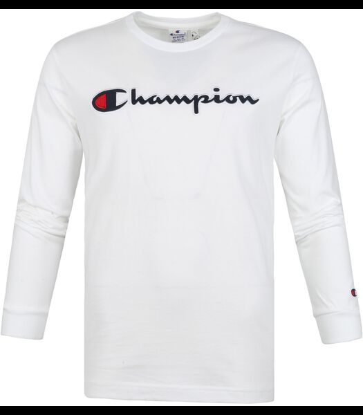 Champion T-shirt à Manches Longues Script Logo Blanc