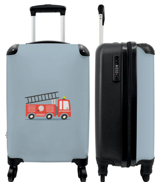 Bagage à main Valise avec 4 roues et serrure TSA (Pompiers - Voiture - Véhicule - Garçons - Enfants)