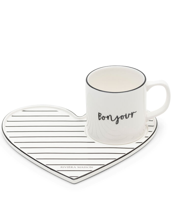 Tasse  avec texte - Bonjour Lovely Cup & Saucer - Blanc - 1 pièce image number 0