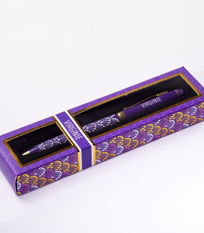 Fijne pen in gelakt metaal violet - Virginie image number 2