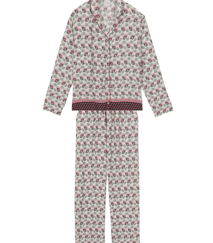 Pyjama met knopen van ecru viscose met print ZOÉ 606 image number 4