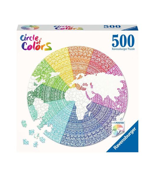 Casse-tête 500 pièces Casse-tête rond - Cercle de couleurs - Mandala