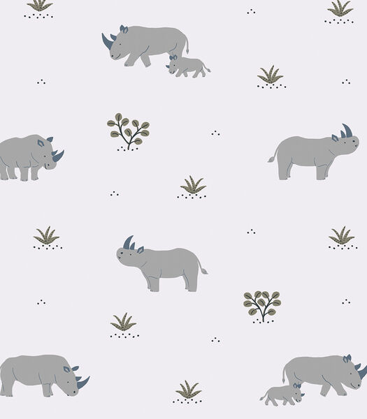 Papier peint rhinocéros fond gris Tanzania, Lilipinso