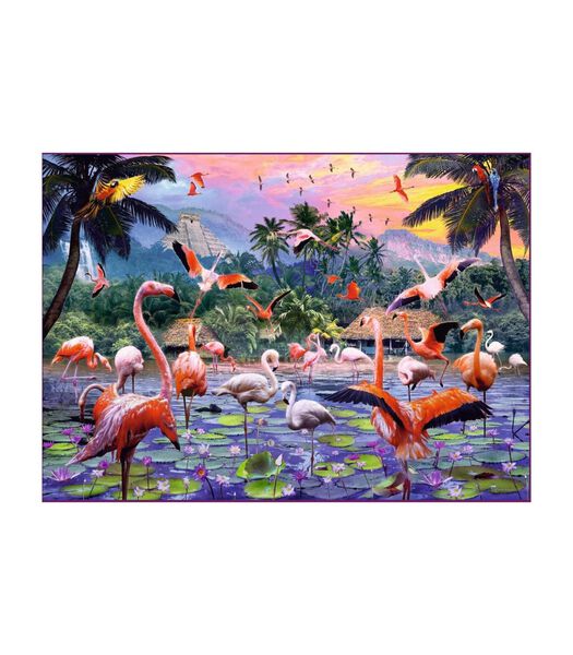 Puzzel 1000 stukjes Roze flamingo's