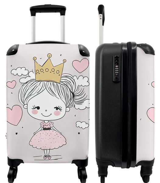 Ruimbagage koffer met 4 wielen en TSA slot (Prinses - Kroon - Roze - Meisjes - Pastel)