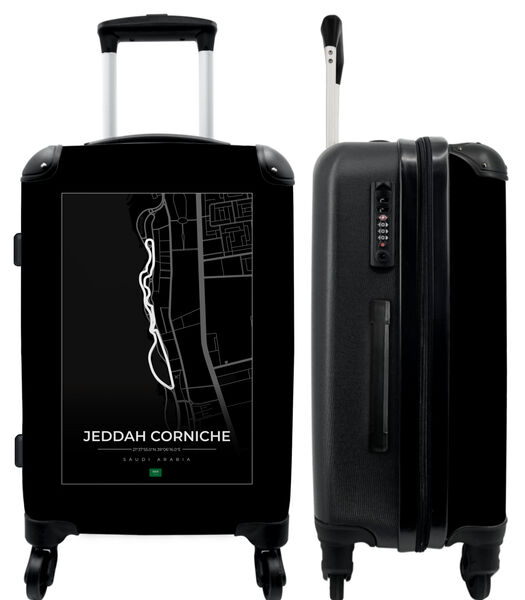 Handbagage Koffer met 4 wielen en TSA slot (Formule 1 - Jeddah Corniche - Racebaan - Zwart wit - Sport)