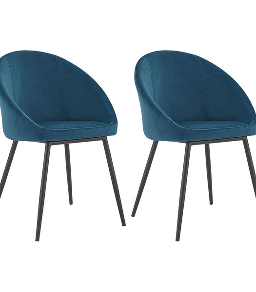 Set van 2 vintage DIANE blauw fluwelen stoelen
