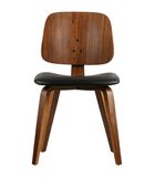 Chaise de table - Bois/cuir PU - Noir/noisette - 81x48x50 cm - Classic image number 0