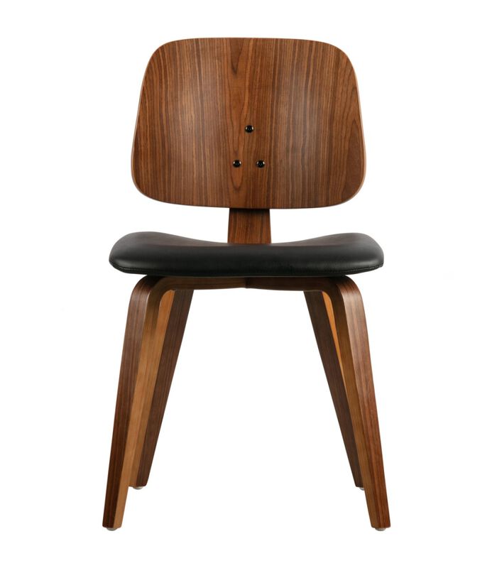 Chaise de table - Bois/cuir PU - Noir/noisette - 81x48x50 cm - Classic image number 0