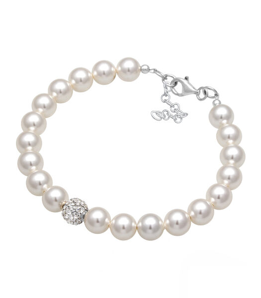 Bracelet Femmes Elégant Avec Perles Synthétiques Et Cristaux En Argent Sterling 925