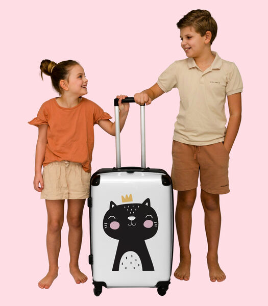 Handbagage Koffer met 4 wielen en TSA slot (Kat - Kroon - Kinderen - Illustratie)