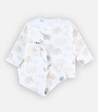 Fluwelen 2-delige pyjama met olifantenprint, ecru/caramel image number 0