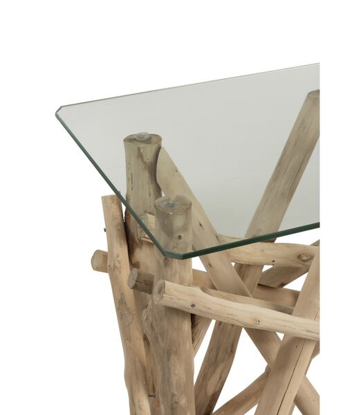 Nature Branches - Table d'appoint - branches de bois - plateau en verre - rectangulaire